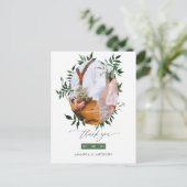 Aquarel bos groen huwelijksfoto dank je briefkaart (Staand voorkant)