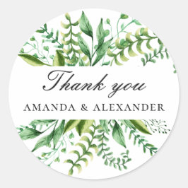 Aquarel bos groen wedding bedankt ronde sticker