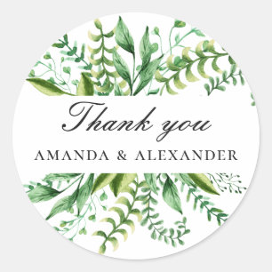 Aquarel bos groen wedding bedankt ronde sticker