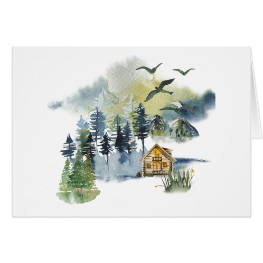 Aquarel bos scène aanpasbaar (Voorkant Horizontaal)