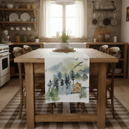 Aquarel bos scène korte tafelloper