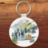 Aquarel bos scène sleutelhanger (Voorkant)