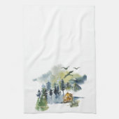 Aquarel bos scène theedoek (Verticaal)