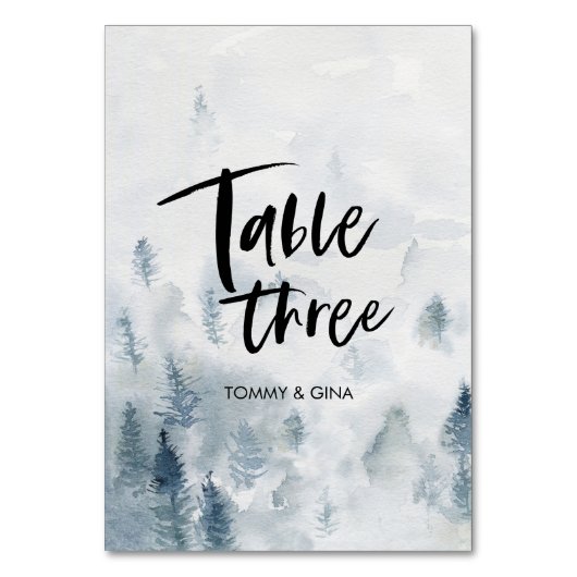 Aquarel Bos Trouwtafel kaarten - tabel 3 (Achterkant)