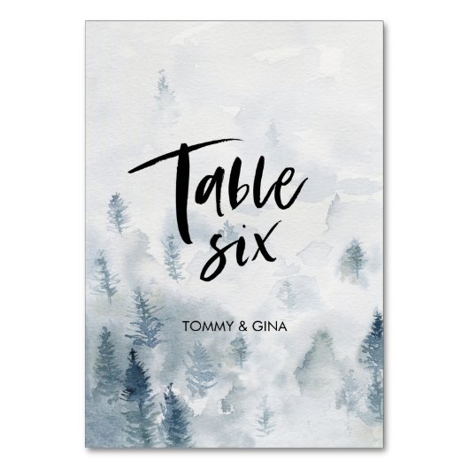 Aquarel Bos Trouwtafel kaarten - tabel 6 (Achterkant)