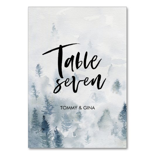 Aquarel Bos Trouwtafel kaarten - tabel 7 (Achterkant)