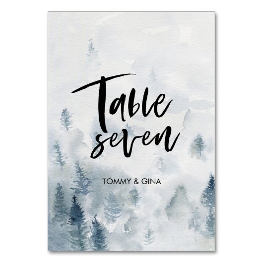 Aquarel Bos Trouwtafel kaarten - tabel 7 (Voorkant)