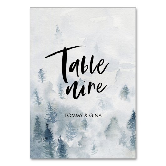 Aquarel Bos Trouwtafel kaarten - tabel 9 (Achterkant)