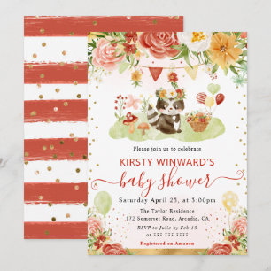 Aquarel Bos Wasbeer Baby Shower Kaart