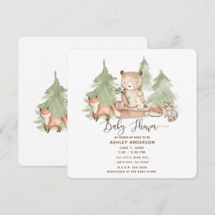 Aquarel Bosdieren Baby Shower Kaart