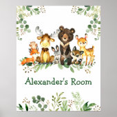 Aquarel bosdieren bosgroen poster (Voorkant)