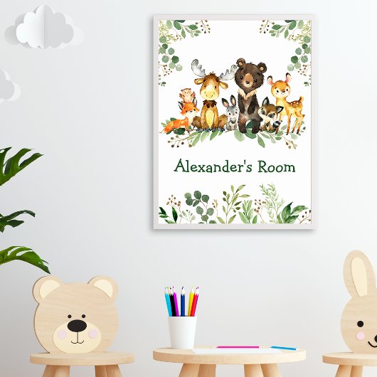 Aquarel bosdieren bosgroen poster