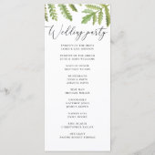 Aquarel bosgroen schrift bruiloft programmakaart (Achterkant)