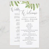 Aquarel bosgroen schrift bruiloft programmakaart (Voorkant / Achterkant)