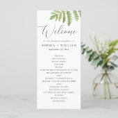 Aquarel bosgroen schrift bruiloft programmakaart (Staand voorkant)