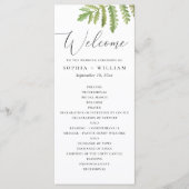Aquarel bosgroen schrift bruiloft programmakaart (Voorkant)