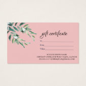 Aquarel botanisch blad cadeaubon visitekaartje (Achterkant)