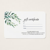 Aquarel botanisch blad Certificaat Visitekaartje (Achterkant)