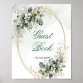 Aquarel Botanisch Gastboek Tafel Sign Poster (Voorkant)