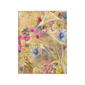 Aquarel Botanisch Goud Abstract Vogel Roos Naam Notitieblok (Linkerzijde)