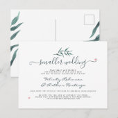 Aquarel Botanisch Klein Huwelijk Script Update Uitnodiging Briefkaart (Voorkant / Achterkant)