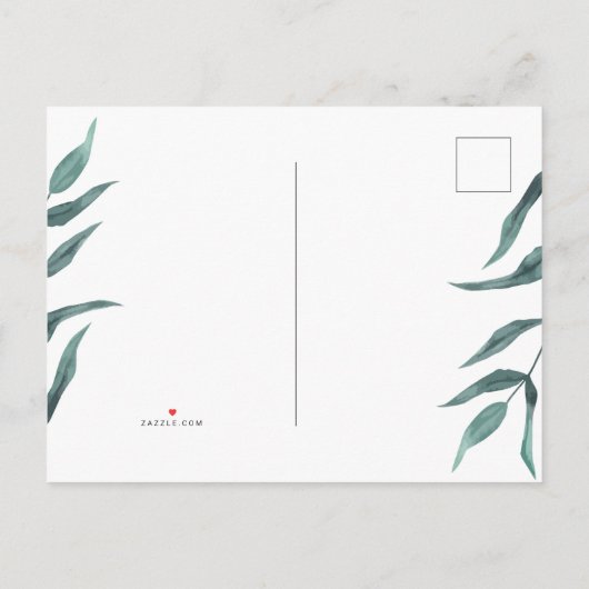 Aquarel Botanisch Klein Huwelijk Script Update Uitnodiging Briefkaart (Achterkant)