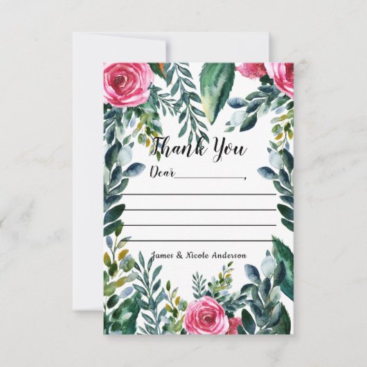 Aquarel Botanisch Vintage Bloemen Bedankt (Voorkant)