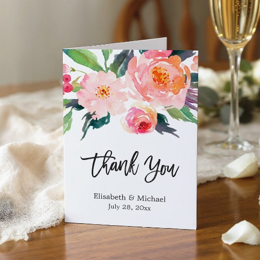 Aquarel Botanische Bloem Calligrafie Bedankt