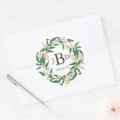 Aquarel Botanische Bloemen Monogram Sticker (Envelop)