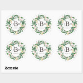 Aquarel Botanische Bloemen Monogram Sticker (Vel)