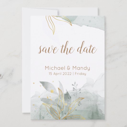 Aquarel botanische Save the Date uitnodiging (Voorkant)