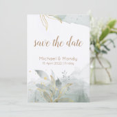 Aquarel botanische Save the Date uitnodiging (Staand voorkant)