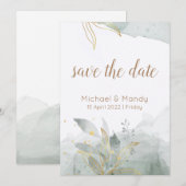 Aquarel botanische Save the Date uitnodiging (Voorkant / Achterkant)