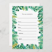 Aquarel Botanische Uitnodiging In te vullen (Voorkant / Achterkant)