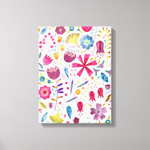 Aquarel Botanische Wilde Bloem Hek Schildering Canvas Afdruk