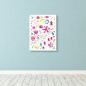 Aquarel Botanische Wilde Bloem Hek Schildering Canvas Afdruk (Insitu (Houten vloer))