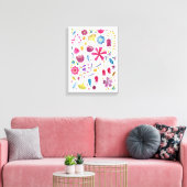 Aquarel Botanische Wilde Bloem Hek Schildering Canvas Afdruk (Insitu (Woonkamer))