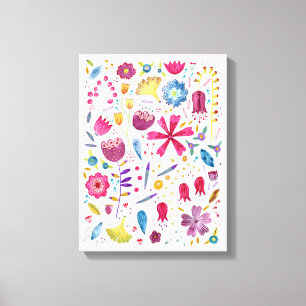 Aquarel Botanische Wilde Bloem Hek Schildering Canvas Afdruk
