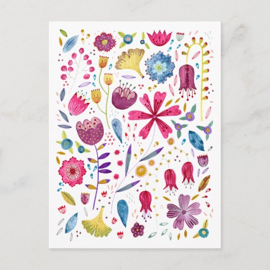 Aquarel Botanische Wilde Bloem Houtwal Schilderij Briefkaart (Voorkant)