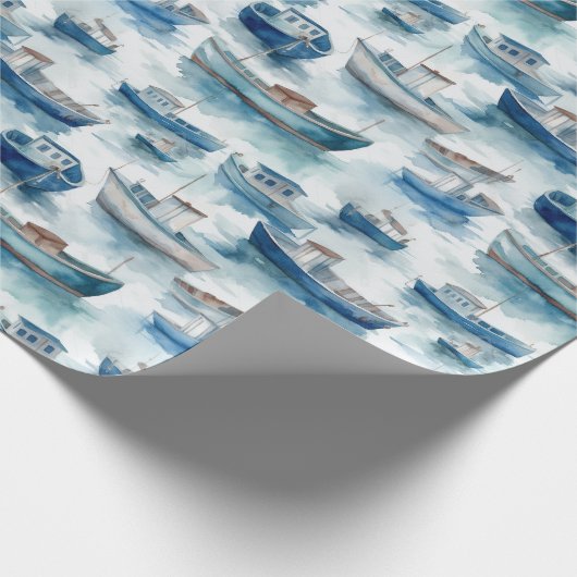 Aquarel boten inpakpapier (Hoek)
