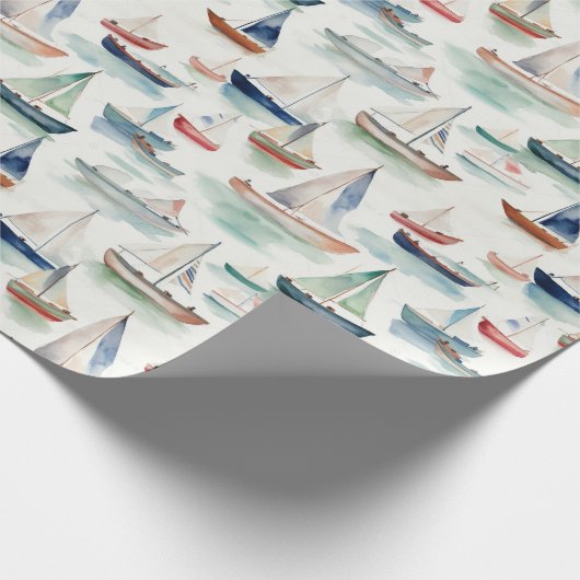Aquarel boten inpakpapier (Hoek)