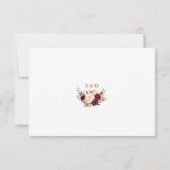 Aquarel Bourgogne Rood Roze Bloemen Goud Bruiloft RSVP Kaartje (Achterkant)