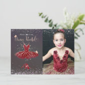 Aquarel Bourgondië Tutu Dansrecital Kaart (Staand voorkant)