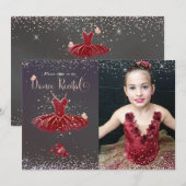 Aquarel Bourgondië Tutu Dansrecital Kaart (Voorkant / Achterkant)