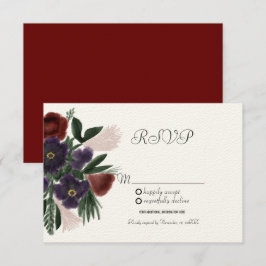 Aquarel Bourgondië Vintage Botanische Kraft RSVP Kaart