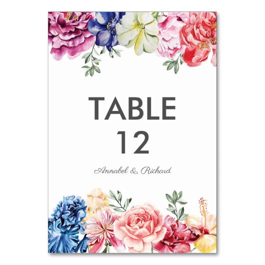 Aquarel Bright Floral Trouwtafel kaarten (Achterkant)