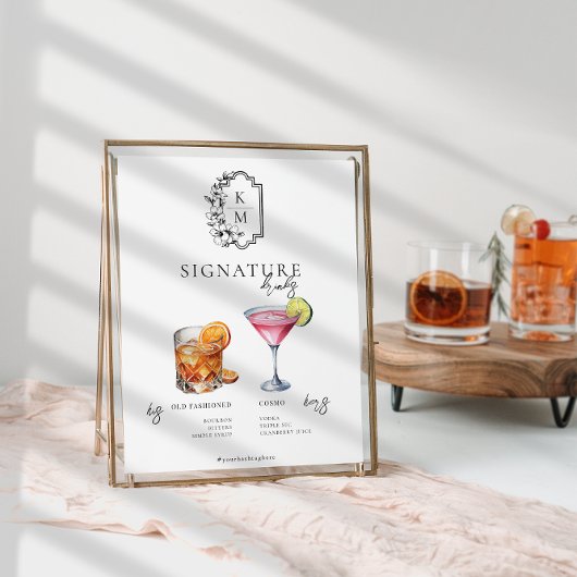 Aquarel | Bruid & Bruidegom Signature Drank Poster