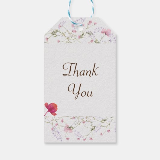 Aquarel Bruidsboeket Bruiloft Dank Je Cadeaulabel (Achterkant)