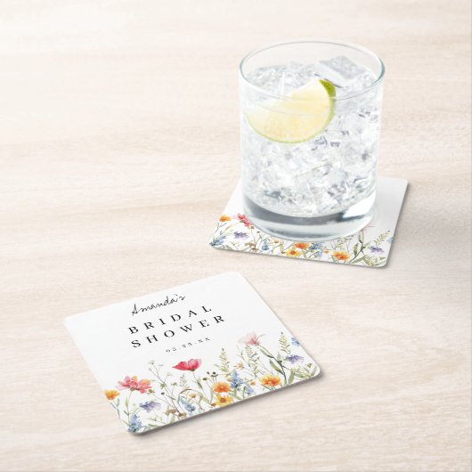 Aquarel Bruidsboeket Bruiloft Kartonnen Onderzetters (Insitu)