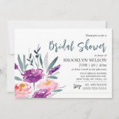Aquarel Bruidsfeest Uitnodigingen Met Bloemen (Voorkant)